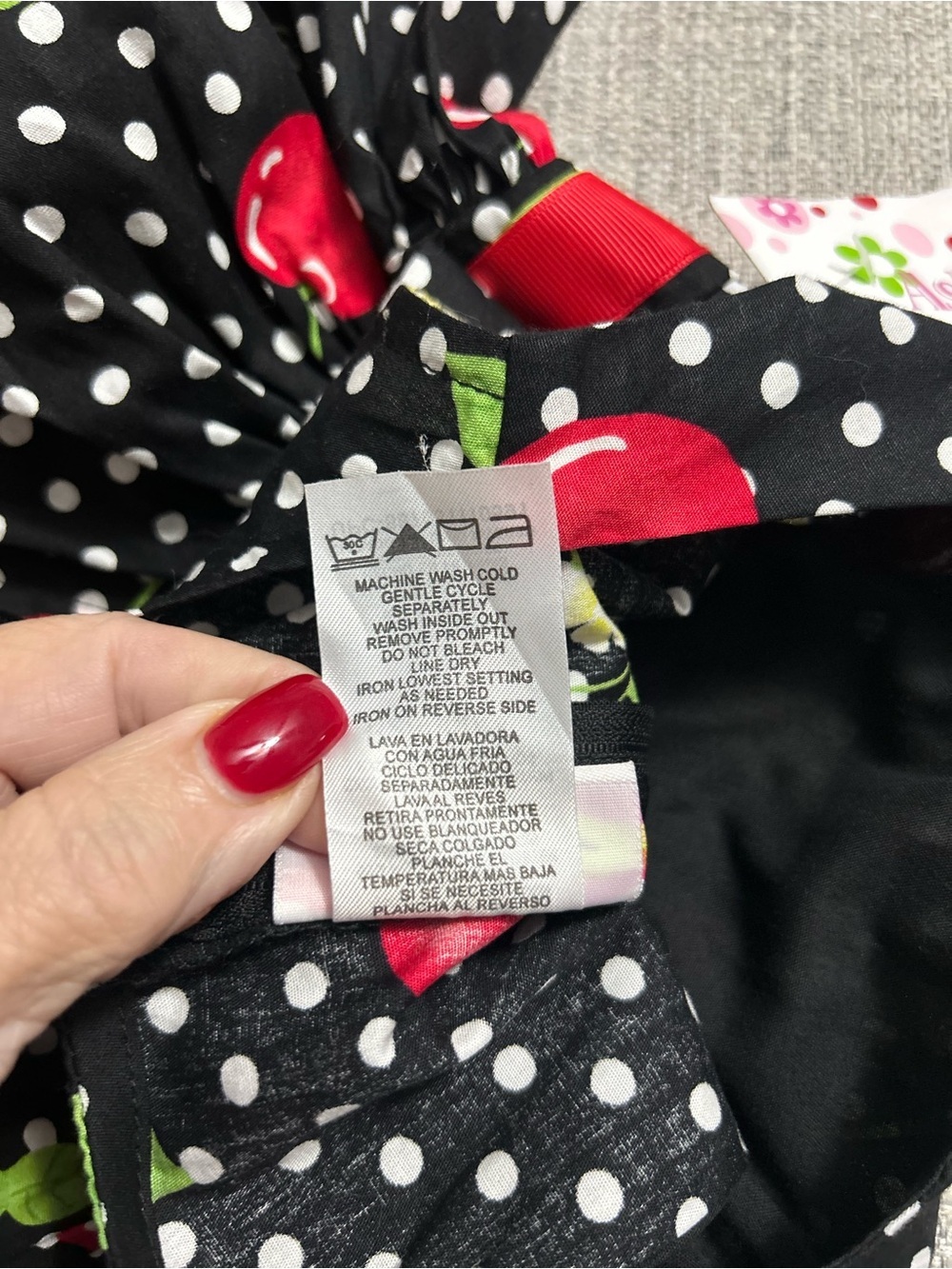 Ashley Ann Black Polka Dot Dress Red Cherry Print and Yellow Flower. SZ 2T NWT - Picture 8 of 8
